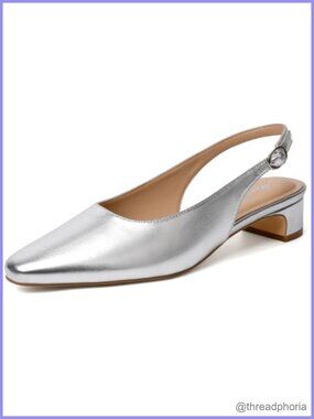 Women's Low Block Heel Slingback Pumps Satin Mary Jane Shoes with Bow